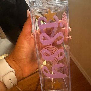 Custom acrylic milk carton water bottle. Purple, pink,gold,unicorn,& rainbow